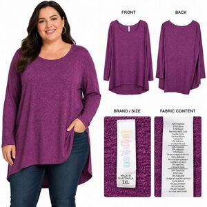 LuLaRoe Purple Heathered Hi Low Tunic Top 2XL